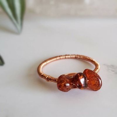 Alternate image for Copper Amber Gemstone Ring