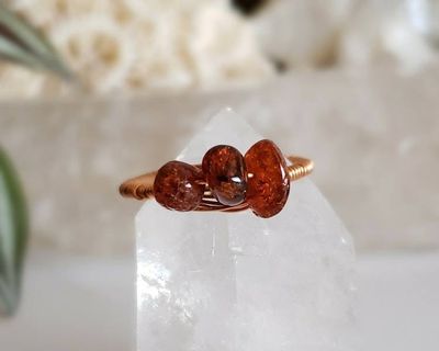 Alternate image for Copper Amber Gemstone Ring