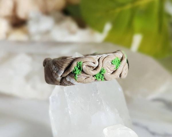 Alternate image for Amethyst Polymer Clay and Stainless Steel Ring