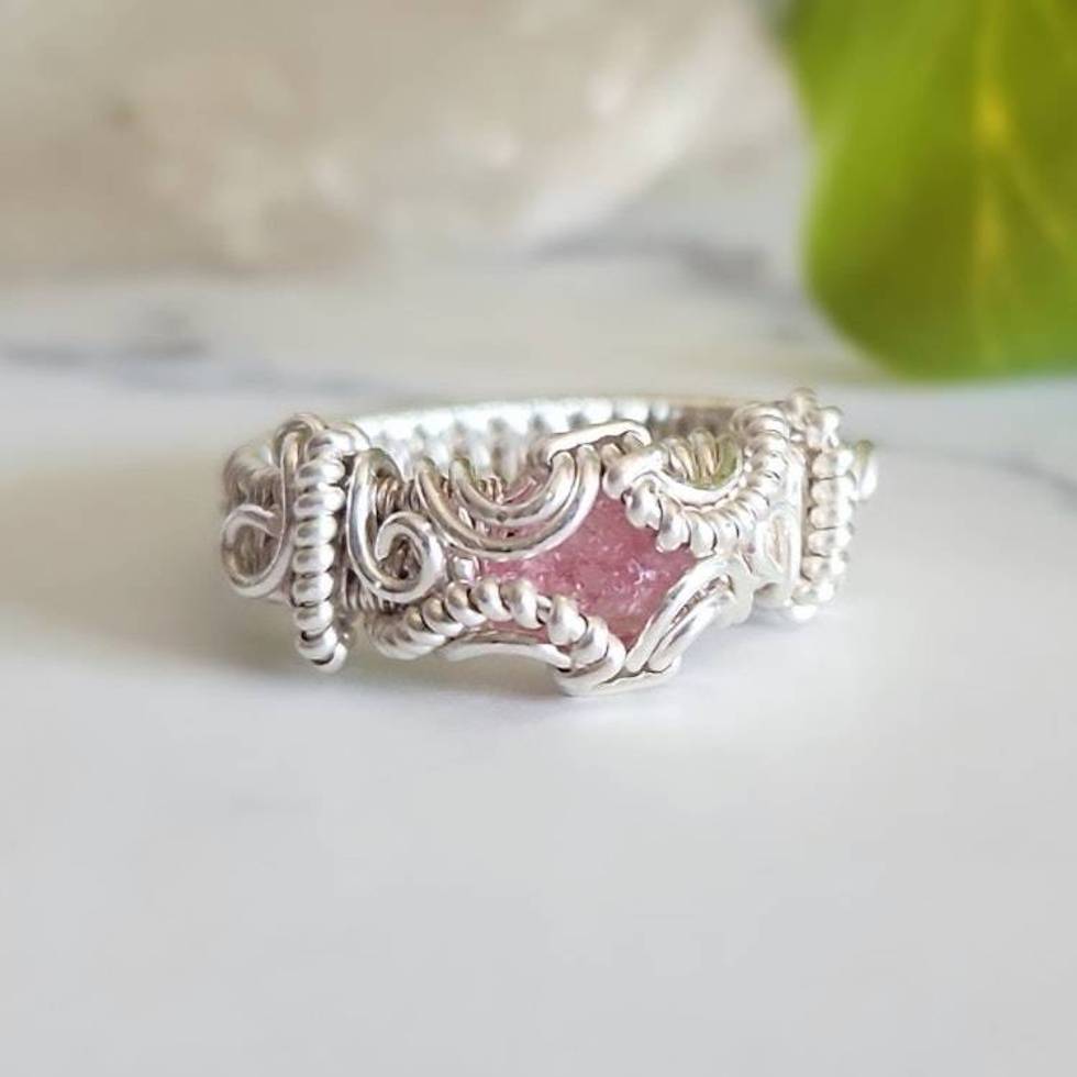 Pink Tourmaline Sterling Silver Ring