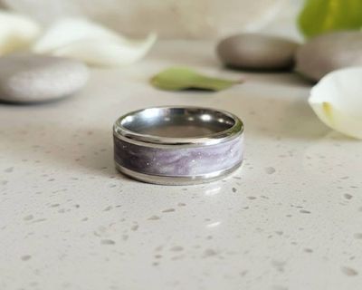 Alternate image for Northern Lights Glow in the Dark Polymer Clay and Stainless Steel Ring