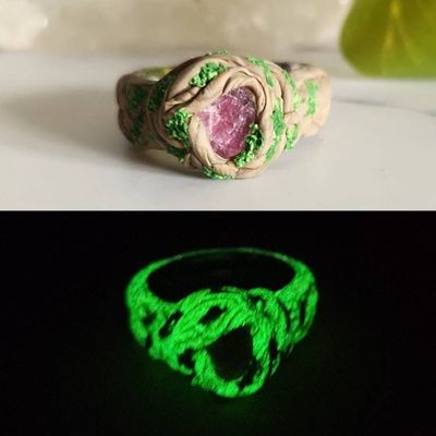 Alternate image for Pink Tourmaline Polymer Clay and Stainless Steel Ring