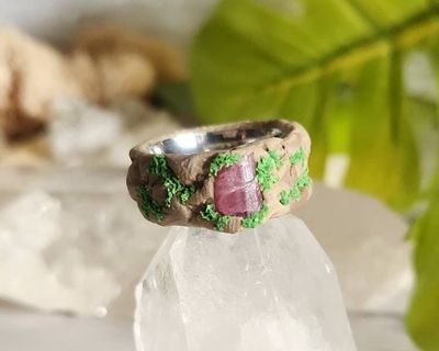 Alternate image for Pink Tourmaline Polymer Clay and Stainless Steel Ring