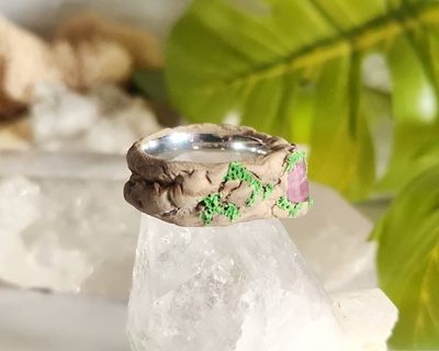 Alternate image for Pink Tourmaline Polymer Clay and Stainless Steel Ring