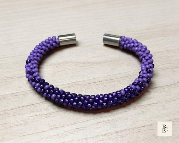 Alternate image for Shades of Violet Alzheimer’s Awareness Kumihimo Beaded Bracelet