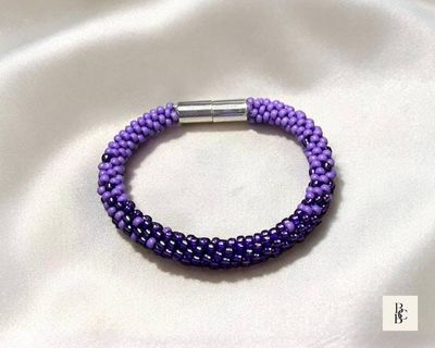 Alternate image for Shades of Violet Alzheimer’s Awareness Kumihimo Beaded Bracelet
