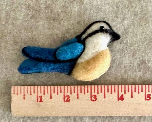 Alternate image for Needle Felted Bluebird Brooch, Handmade wool bird, Pinfeather™  Bird Pin