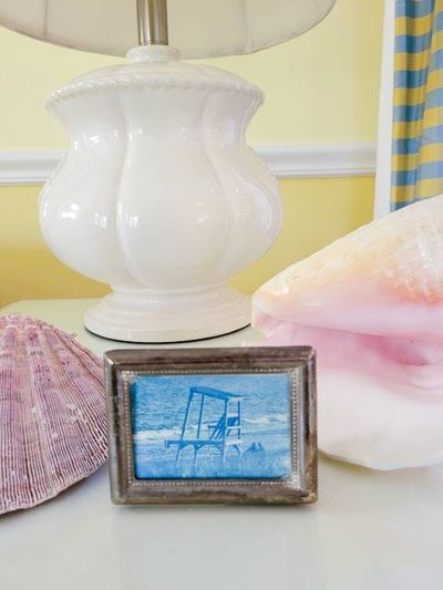 Alternate image for Handcrafted Lifeguard Tower Framed Cyanotype in Antiqued Silver Frame