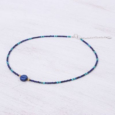 Alternate image for Lapis Lazuli Howlite Beaded Pendant Necklace Star of Midnight