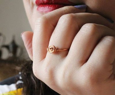 Alternate image for Simple Copper Wire Wrapped Spiral Ring