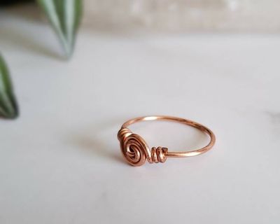 Alternate image for Simple Copper Wire Wrapped Spiral Ring