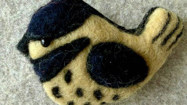 Alternate image for Needle felted wren bird pin, carefully crafted from wool to create a small, lightweight brooch.