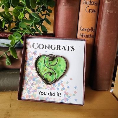 Alternate image for Stained Glass Heart in Peridot Green, Gift boxed with Message Card