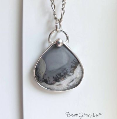 Alternate image for Dendrite Agate Jewelry Set, Handmade Teardrop Necklace and Earrings