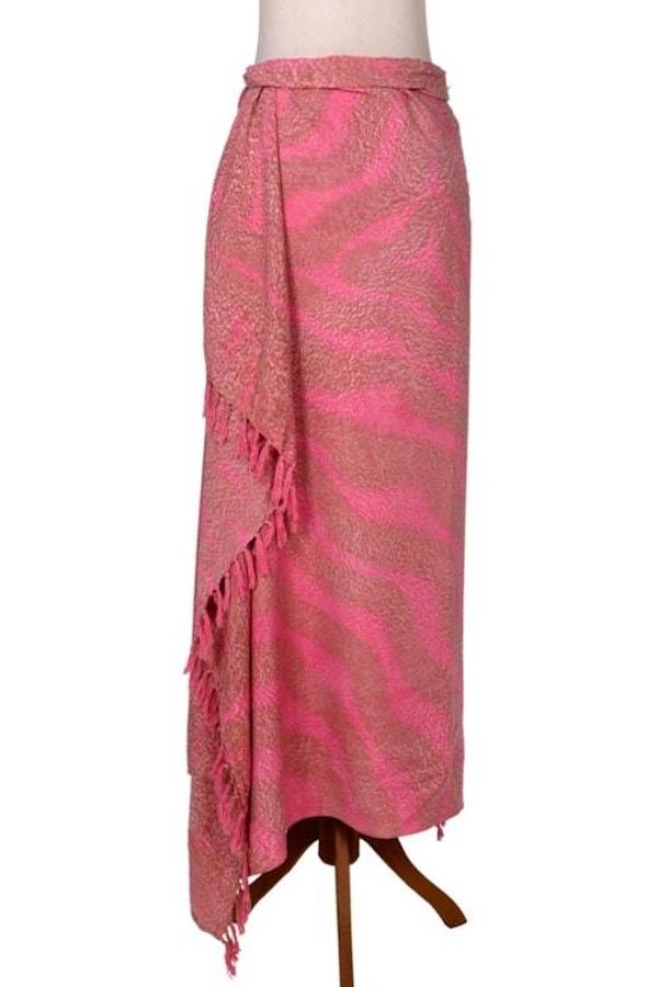 Alternate image for Handmade Pink and Brown Rayon Sarong from Indonesia Coral Flow