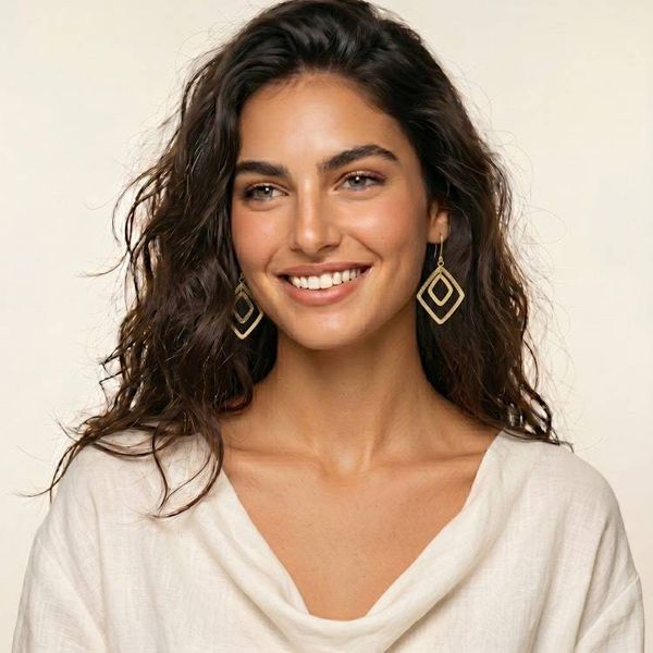 Alternate image for Gold-Plated Dangle Earrings with Hammered Finish Party Perfect