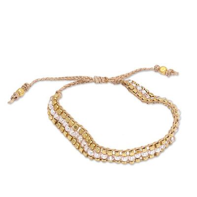 Alternate image for Gold-Accented Adjustable Crystal Beaded Wristband Bracelet Boho Glam