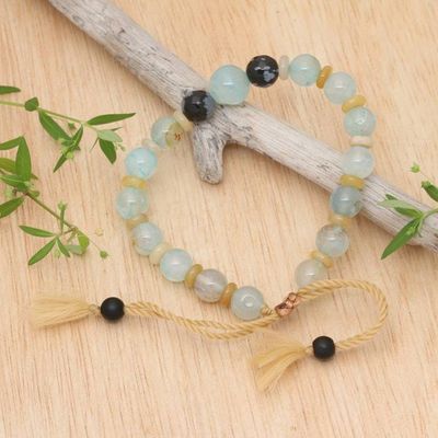 Alternate image for Bohemian Adjustable Multi-Gemstone Beaded Bracelet from Bali Clear Waves