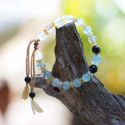Alternate image for Bohemian Adjustable Multi-Gemstone Beaded Bracelet from Bali Clear Waves