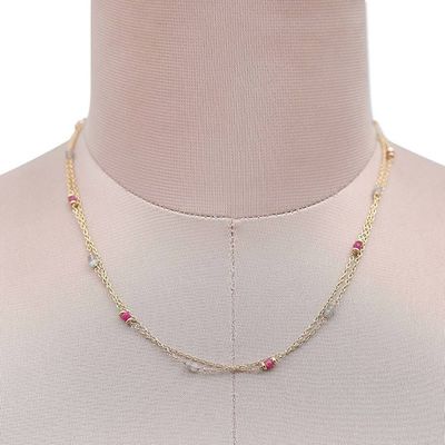 Alternate image for 22k Gold-Plated Quartz and Labradorite Station Necklace Wheel of Fortune
