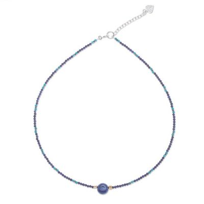 Alternate image for Lapis Lazuli Howlite Beaded Pendant Necklace Star of Midnight