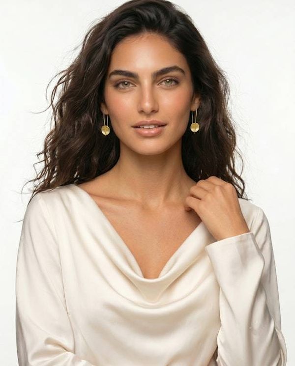 Alternate image for Modern 18k Gold Plated Sterling Silver Drop Earrings Urban Minimalism