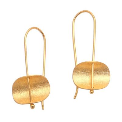 Alternate image for Modern 18k Gold Plated Sterling Silver Drop Earrings Urban Minimalism