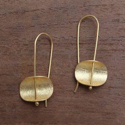 Alternate image for Modern 18k Gold Plated Sterling Silver Drop Earrings Urban Minimalism