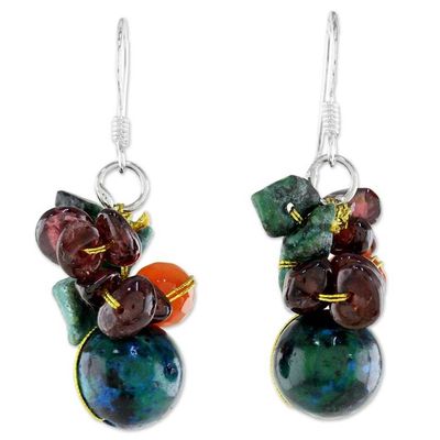 Alternate image for Beaded Dangle Earrings with Garnet and Carnelian Tropical Oasis