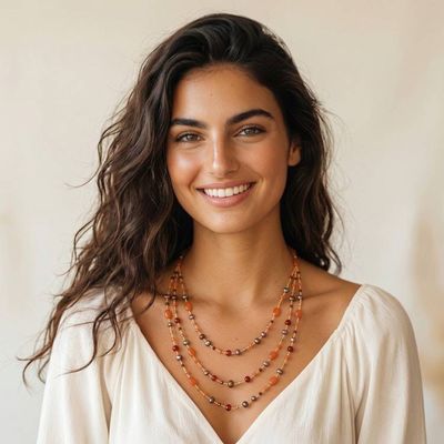 Alternate image for Colorful Multi-Gemstone Beaded Strand Necklace from Thailand Fancy Orange