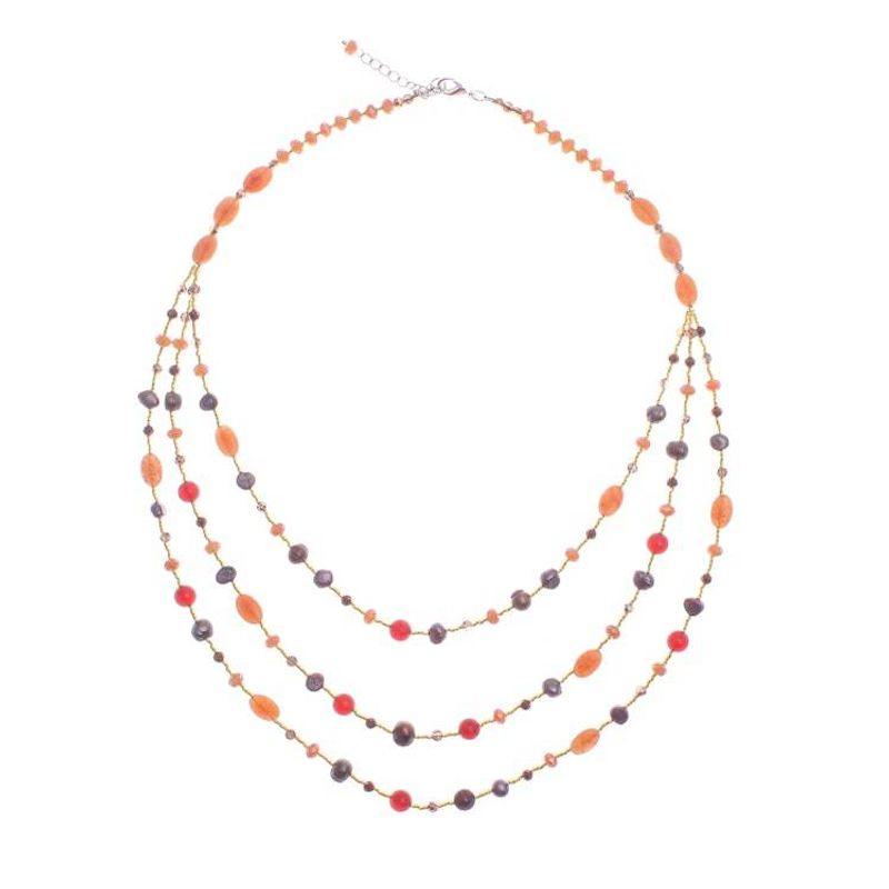 Alternate image for Colorful Multi-Gemstone Beaded Strand Necklace from Thailand Fancy Orange