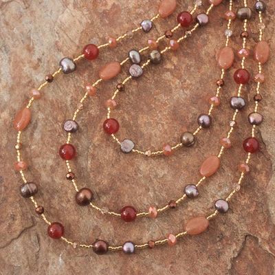 Alternate image for Colorful Multi-Gemstone Beaded Strand Necklace from Thailand Fancy Orange