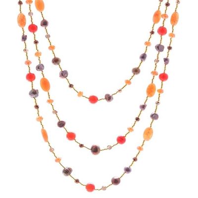 Alternate image for Colorful Multi-Gemstone Beaded Strand Necklace from Thailand Fancy Orange