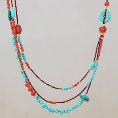 Alternate image for Multi-Gemstone Beaded Strand Necklace from Thailand Boho Charm