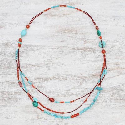Alternate image for Multi-Gemstone Beaded Strand Necklace from Thailand Boho Charm