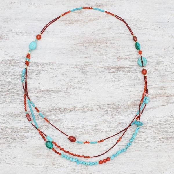 Alternate image for Multi-Gemstone Beaded Strand Necklace from Thailand Boho Charm