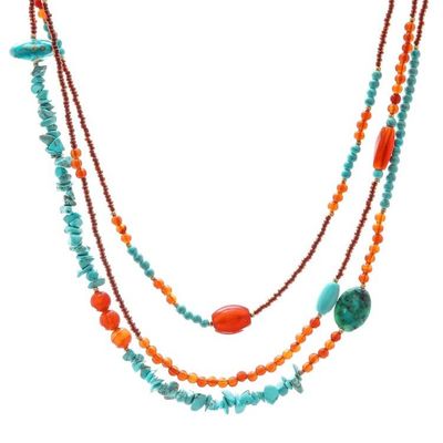 Alternate image for Multi-Gemstone Beaded Strand Necklace from Thailand Boho Charm