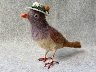 Alternate image for Needle felted bird and wonderful friend named Bonnie