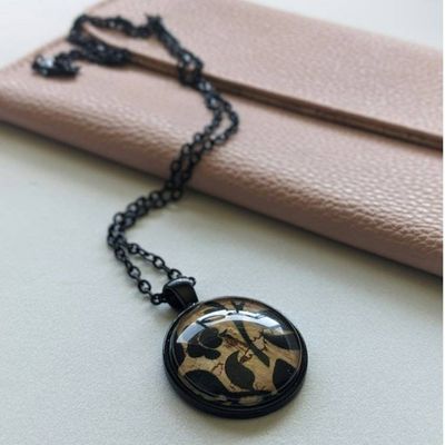 Alternate image for Necklace - Cork with Black Floral Silhouttes