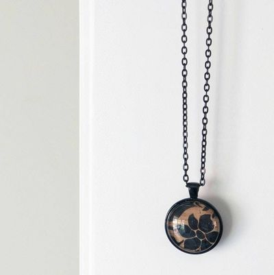 Alternate image for Necklace - Cork with Black Floral Silhouttes