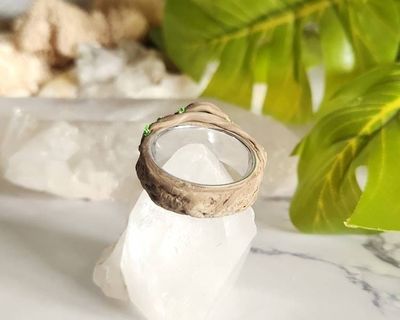 Alternate image for Emerald Leaf Polymer Clay and Stainless Steel Ring
