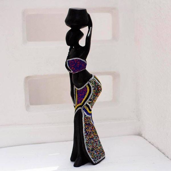 Alternate image for Sese Wood and Recycled Glass Bead Sculpture Ohemaa