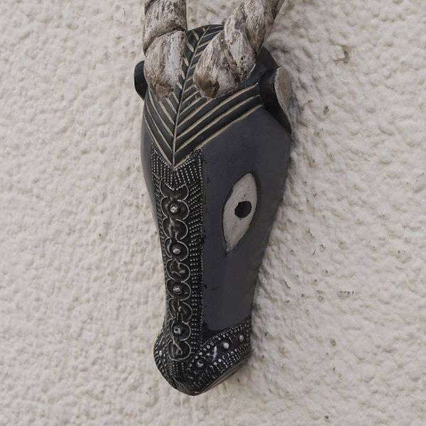 Alternate image for Hand Carved African Wood Antelope Mask with Aluminum Accents Mighty Antelope