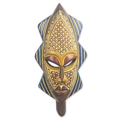 Alternate image for Hand Crafted Wood and Aluminum Plated Mask Star Head