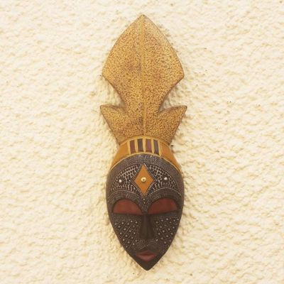 Alternate image for Handmade Sese Wood and Aluminum Plated Mask Edinam