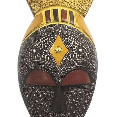 Alternate image for Handmade Sese Wood and Aluminum Plated Mask Edinam