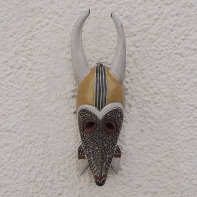 Alternate image for African Sese Wood Antelope Mask Crafted in Ghana Traditional Antelope