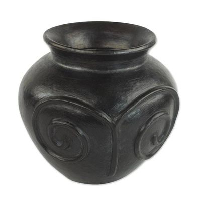 Alternate image for Wood-Fired Decorative Ceramic Vase in Black from Ghana African Spirals