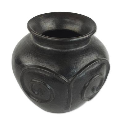 Alternate image for Wood-Fired Decorative Ceramic Vase in Black from Ghana African Spirals