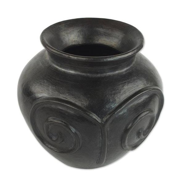 Alternate image for Wood-Fired Decorative Ceramic Vase in Black from Ghana African Spirals